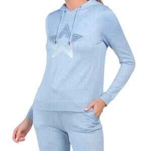 New! Peyton Primrose Metallic Star Graphic Soft Sweatshirt Pullover Hoodie